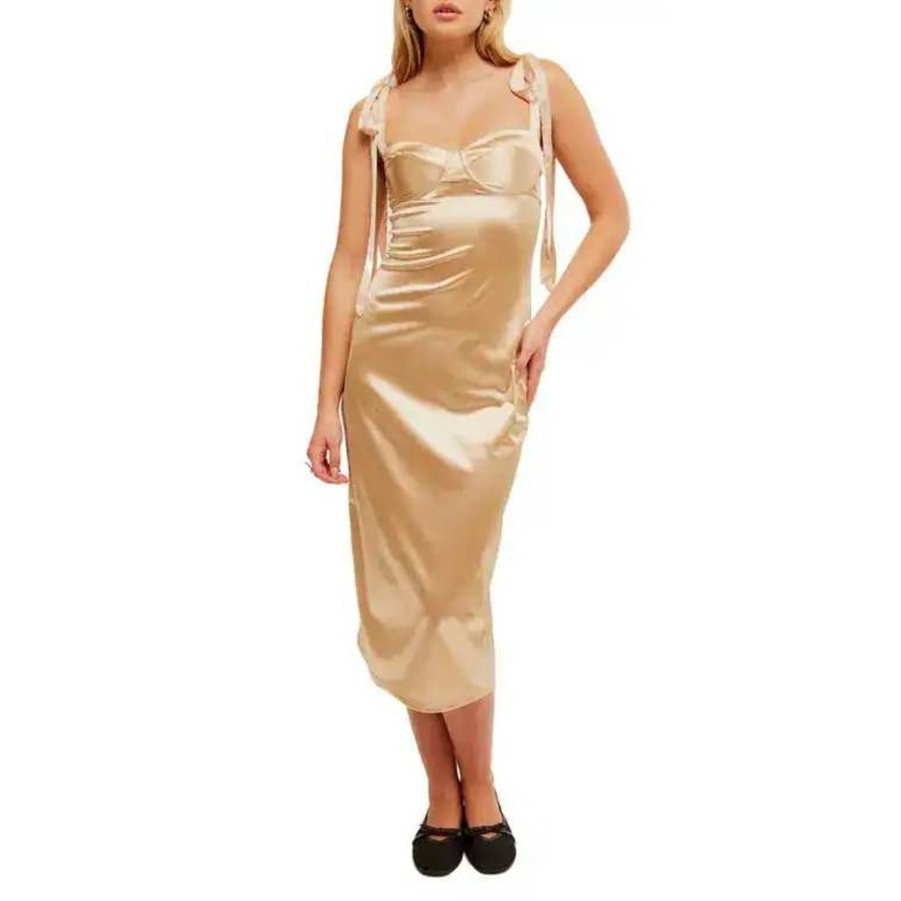 Free People Casino Got‎ Glam Satin Midi Dress Womens Large